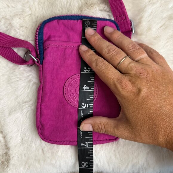 Kipling Fuchsia Nylon Adjustable Crossbody Mini Bag With Logo Embossed Front - Picture 9 of 9